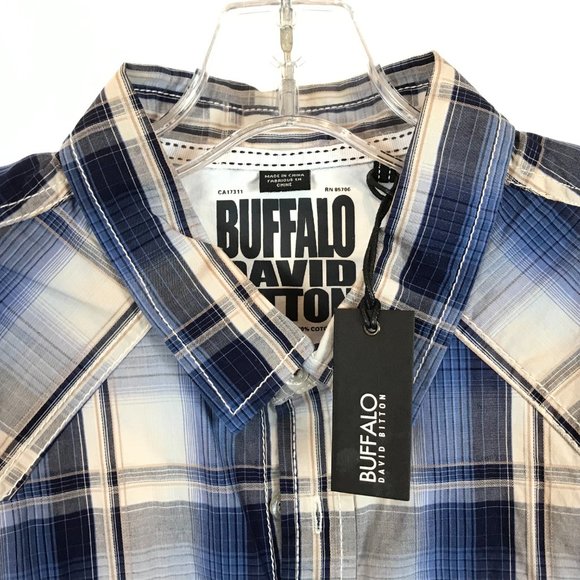 NWT Mens Size Medium Buffalo David Bitton Western Cowboy Style Plaid Shirt Top - Picture 2 of 3